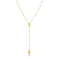 14k Tri Color Gold Lariat Rosary Necklace