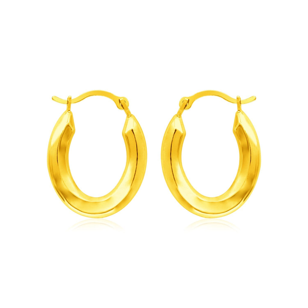 14k Yellow Gold Polished Oval Hoop Earrings