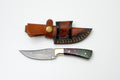 Hand-Forged Damascus Steel Field Knife | Custom Red & Green Honeycomb Resin Handle | Brass Bolster Edition TK-462