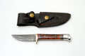 Hand-Forged Damascus Steel Hunter | Amber Honeycomb Handle with Brass Guard & Polished Pommel TK-468