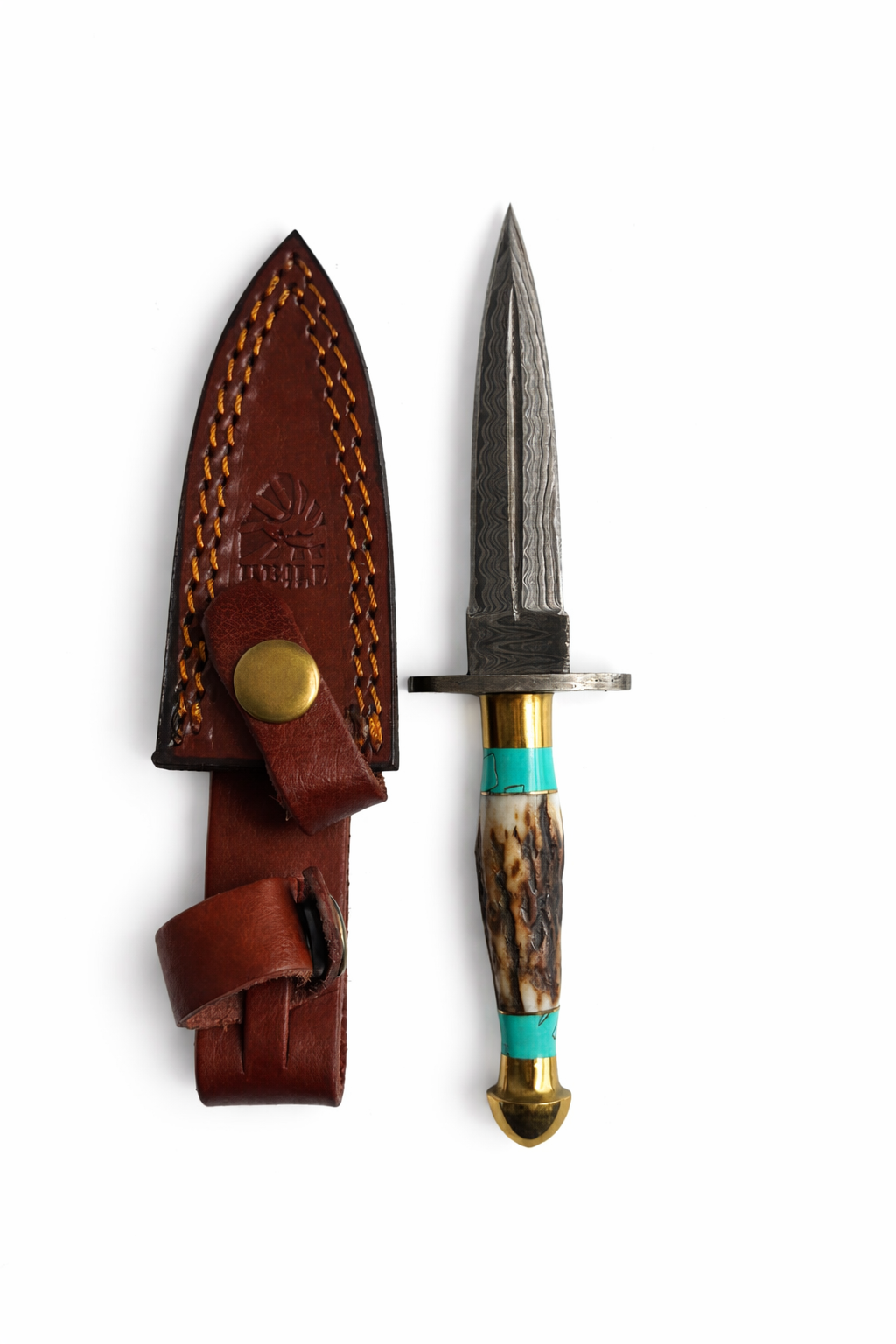 Handcrafted Damascus Utility Knife with Stag Handle - TK-600