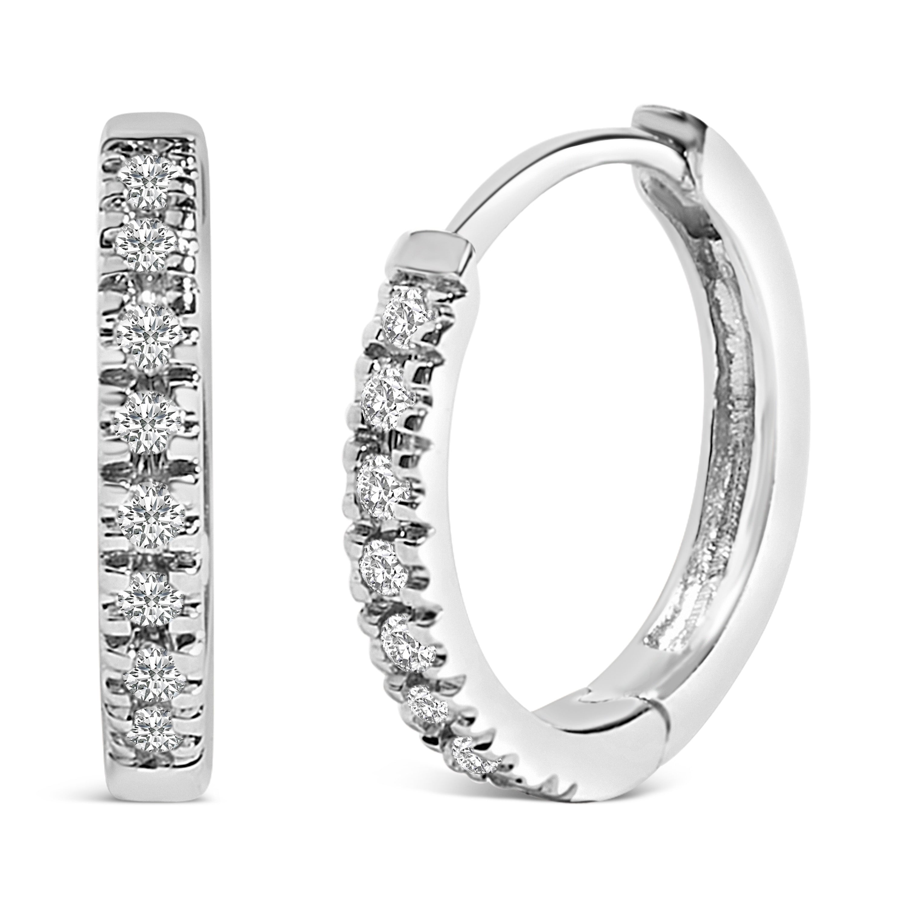 14K Rose Gold 1/5 CTW Diamond Huggie Hoop Earrings