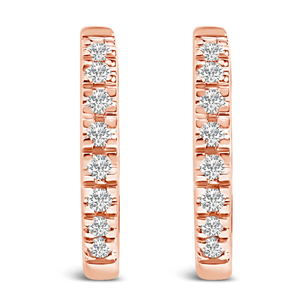14K Rose Gold 1/5 CTW Diamond Huggie Hoop Earrings