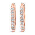 10K Rose Gold 1/4 Cttw Diamond Double Sided Huggie Hoop Earrings