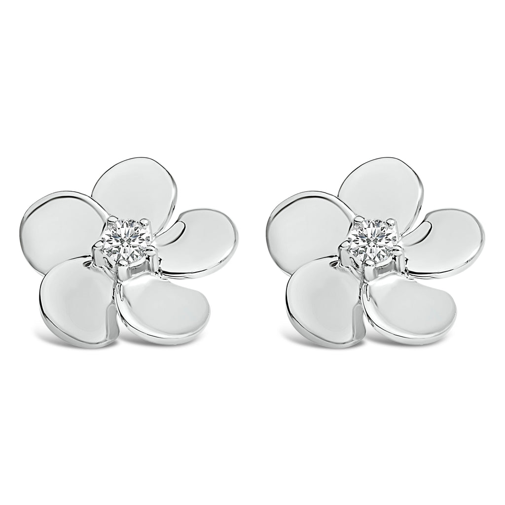 10K White Gold 1/3 Cttw Lab Grown Diamond Flower Petal Stud Earrings