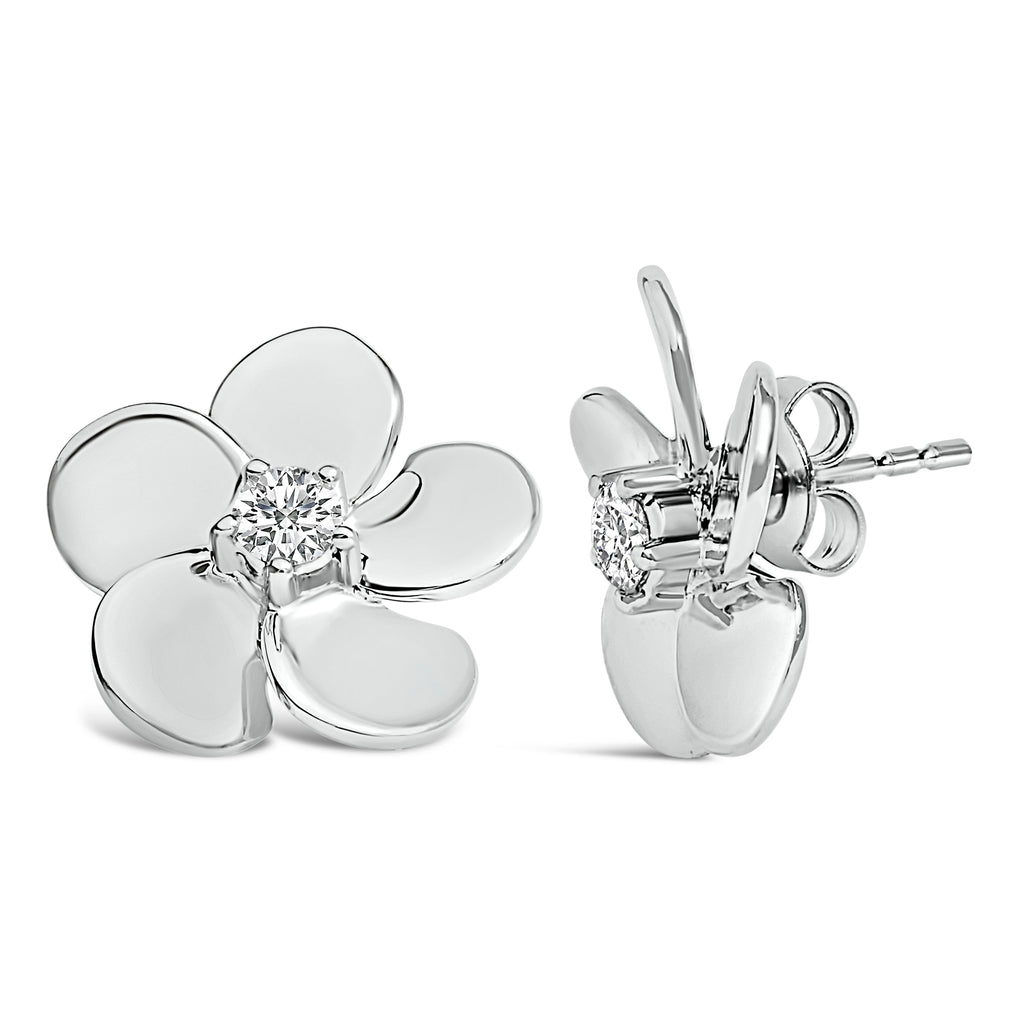 10K White Gold 1/3 Cttw Lab Grown Diamond Flower Petal Stud Earrings