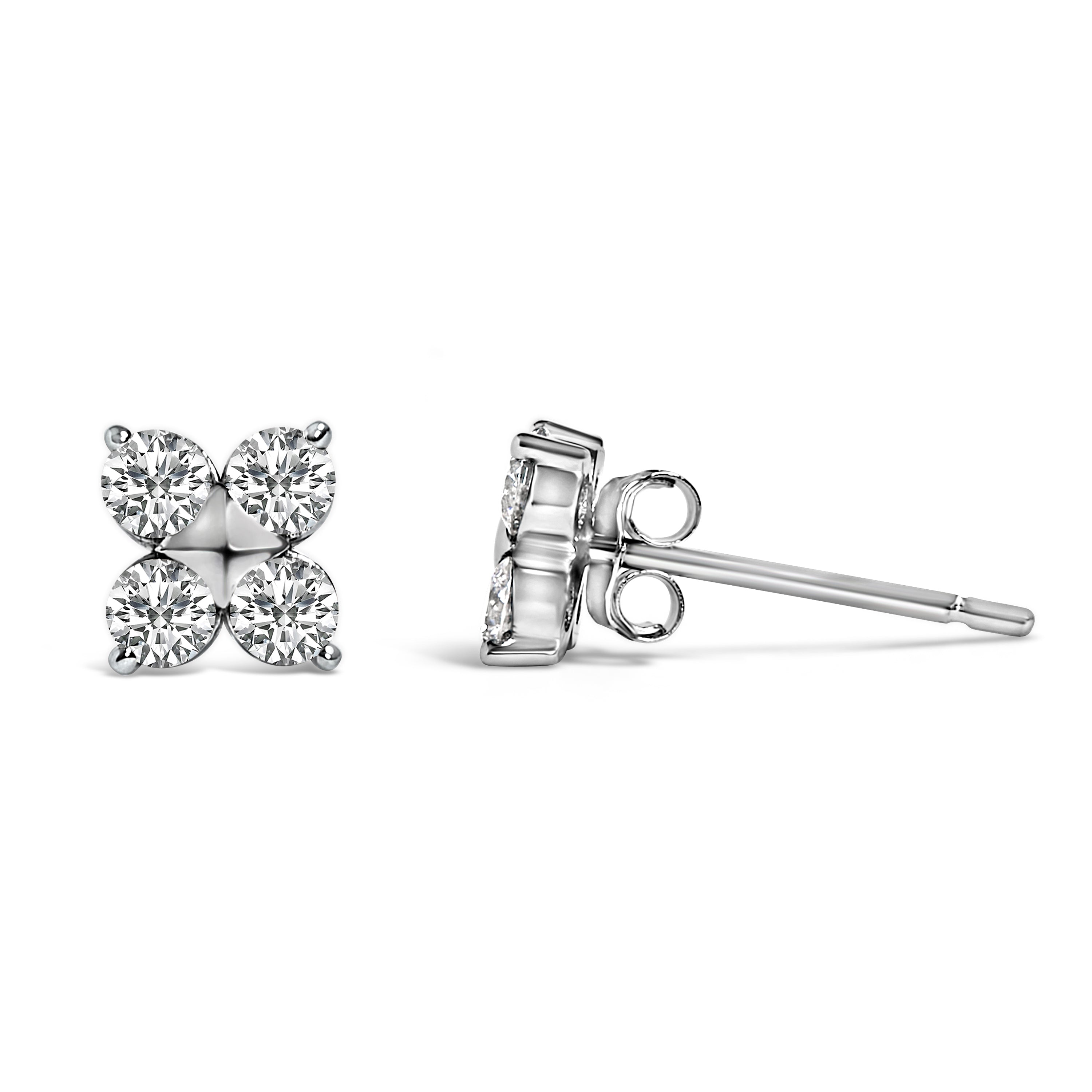 10K White Gold 1/2 Cttw Lab Grown Diamond Snowflake Stud Earrings