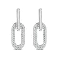 10K White Gold 1/2 Cttw Lab Grown Diamond Dangling Paperclip Drop Earrings
