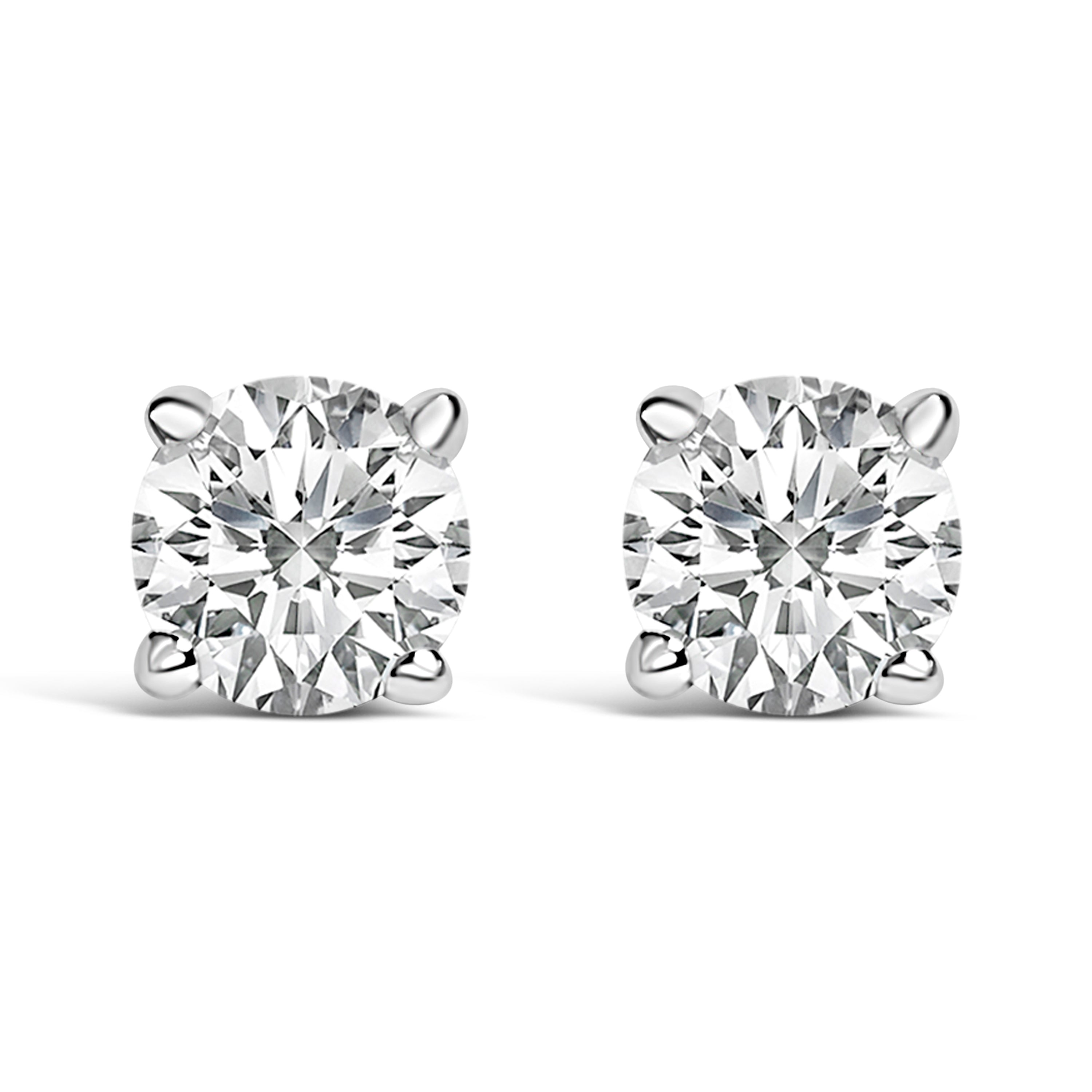14K White Gold 1/2 Cttw Lab Grown Diamond Solitaire Stud Earrings