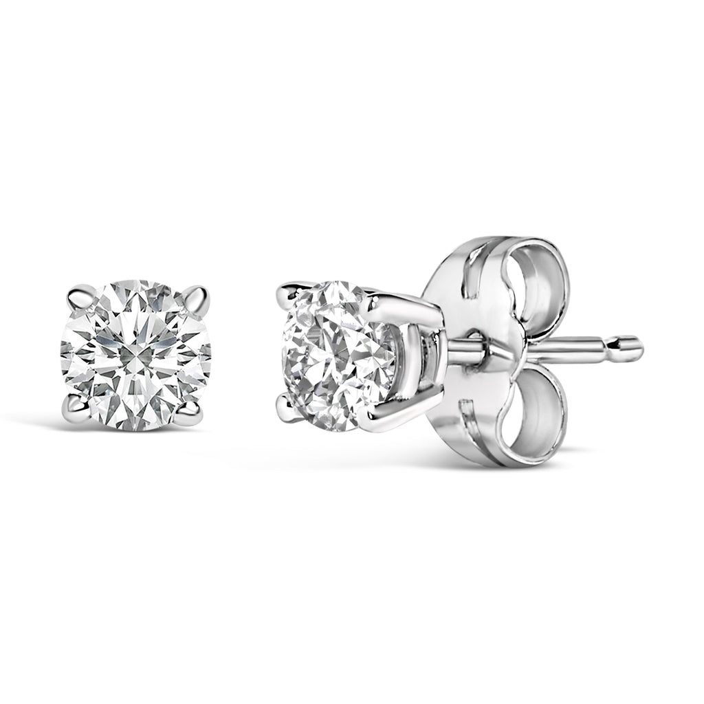 14K White Gold 1/2 Cttw Lab Grown Diamond Solitaire Stud Earrings