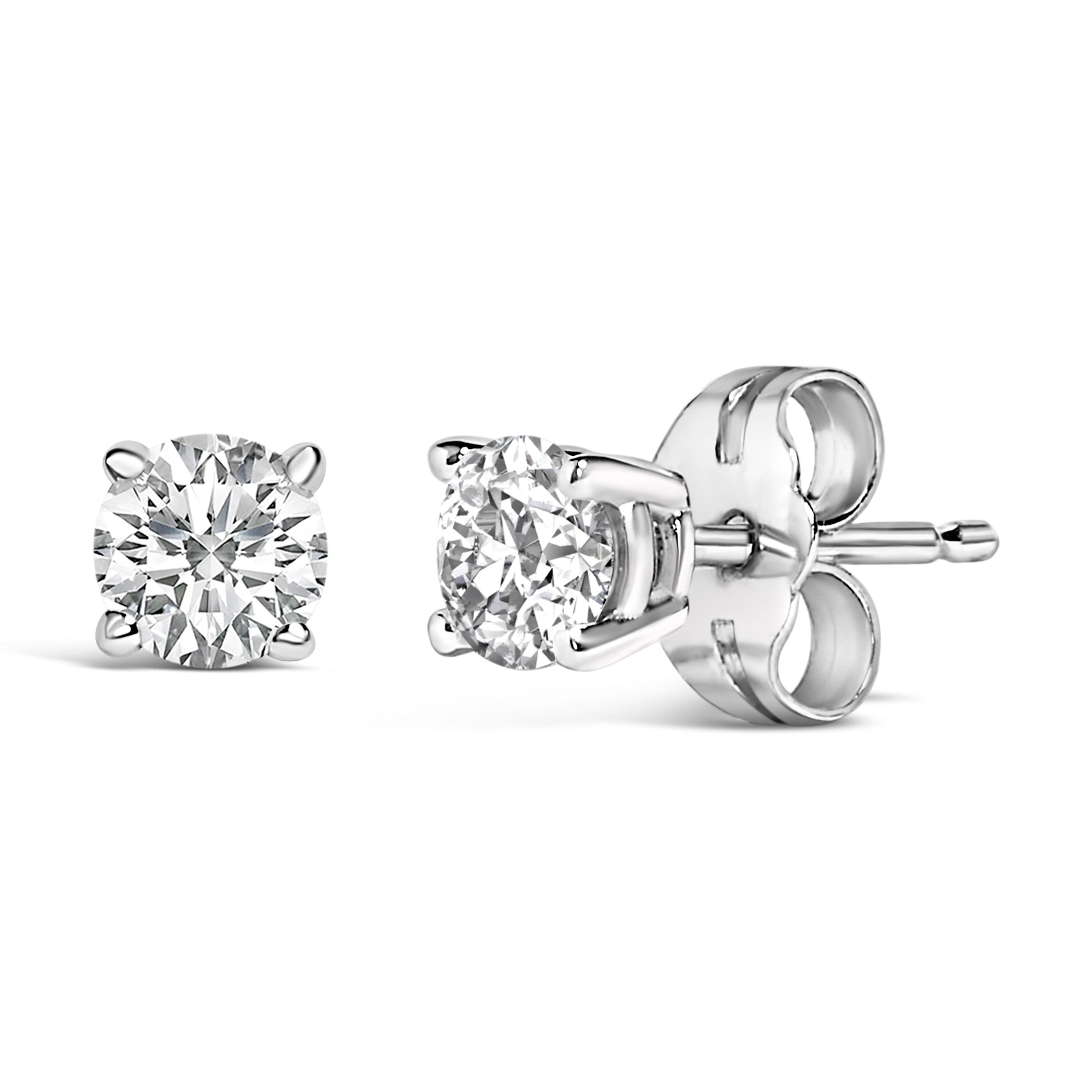 14K White Gold 1/2 Cttw Lab Grown Diamond Solitaire Stud Earrings