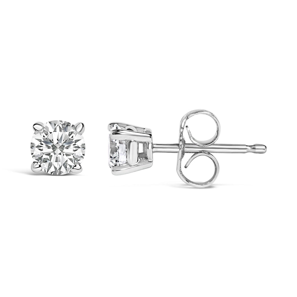 14K White Gold 1/2 Cttw Lab Grown Diamond Solitaire Stud Earrings