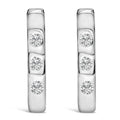 10K White Gold 1/10 Cttw Three Stone Lab Grown Diamond Oval Huggies Hoop Earrings