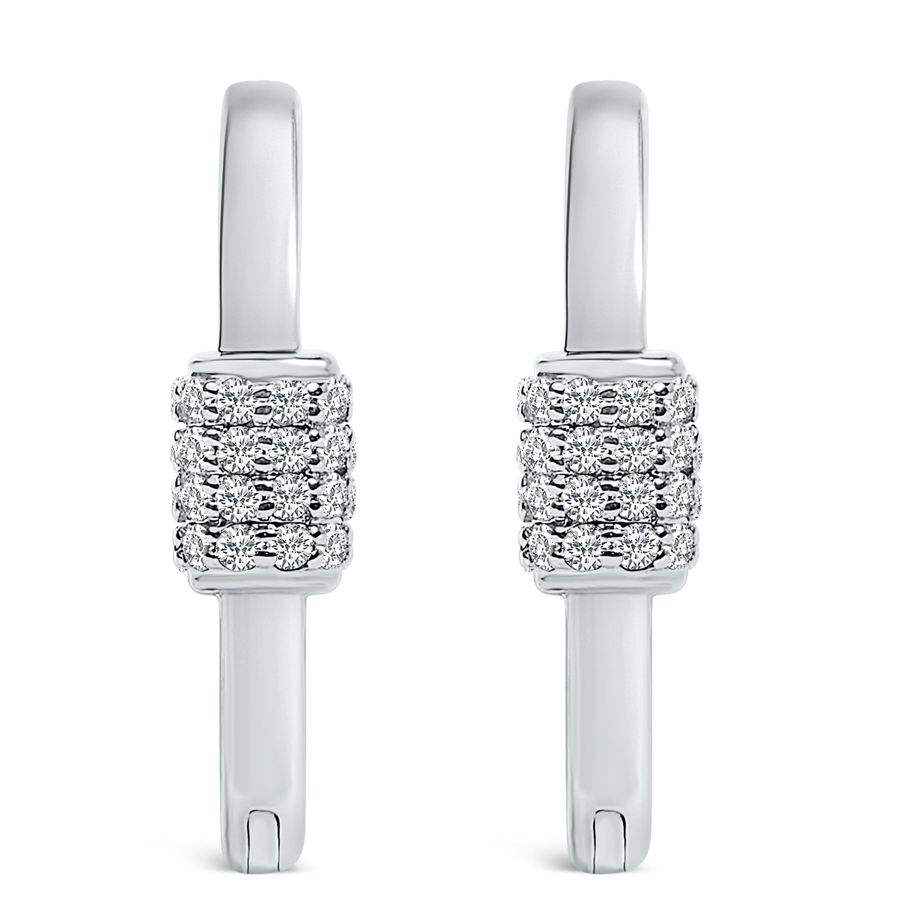 10K White Gold 3/8 Cttw Lab Grown Diamond Heart Shaped Huggie Hoop Earrings