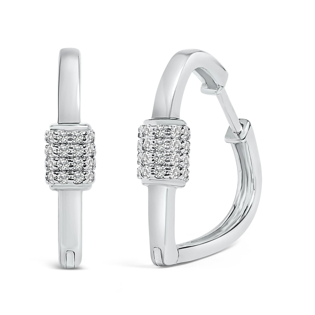 10K White Gold 3/8 Cttw Lab Grown Diamond Heart Shaped Huggie Hoop Earrings