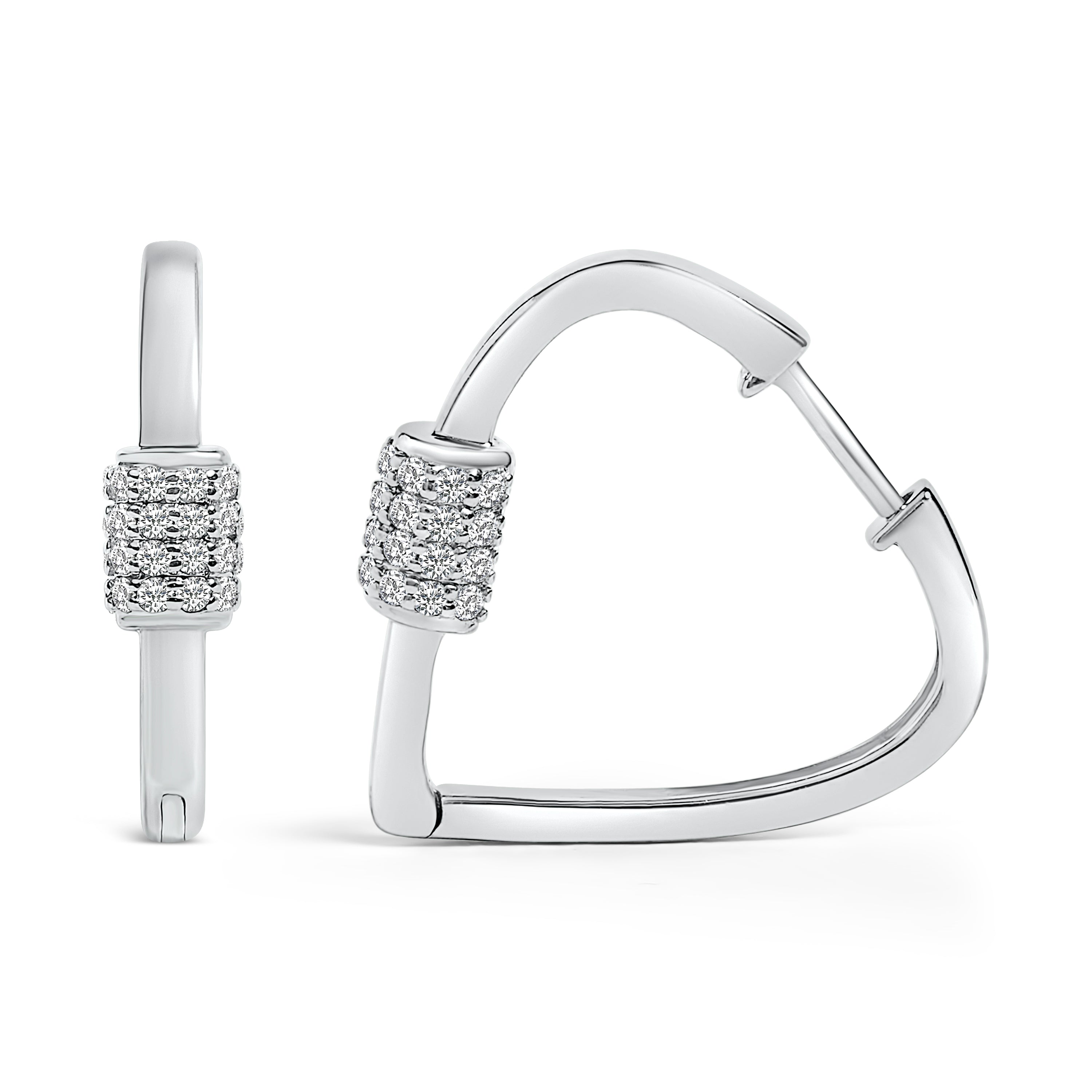 10K White Gold 3/8 Cttw Lab Grown Diamond Heart Shaped Huggie Hoop Earrings