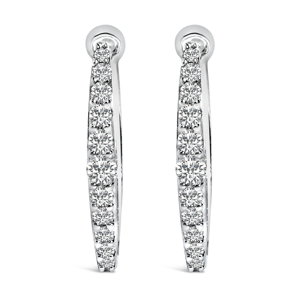 10K White Gold 1/4 Cttw Lab Grown Diamond Heart Shaped Huggy Hoop Earrings