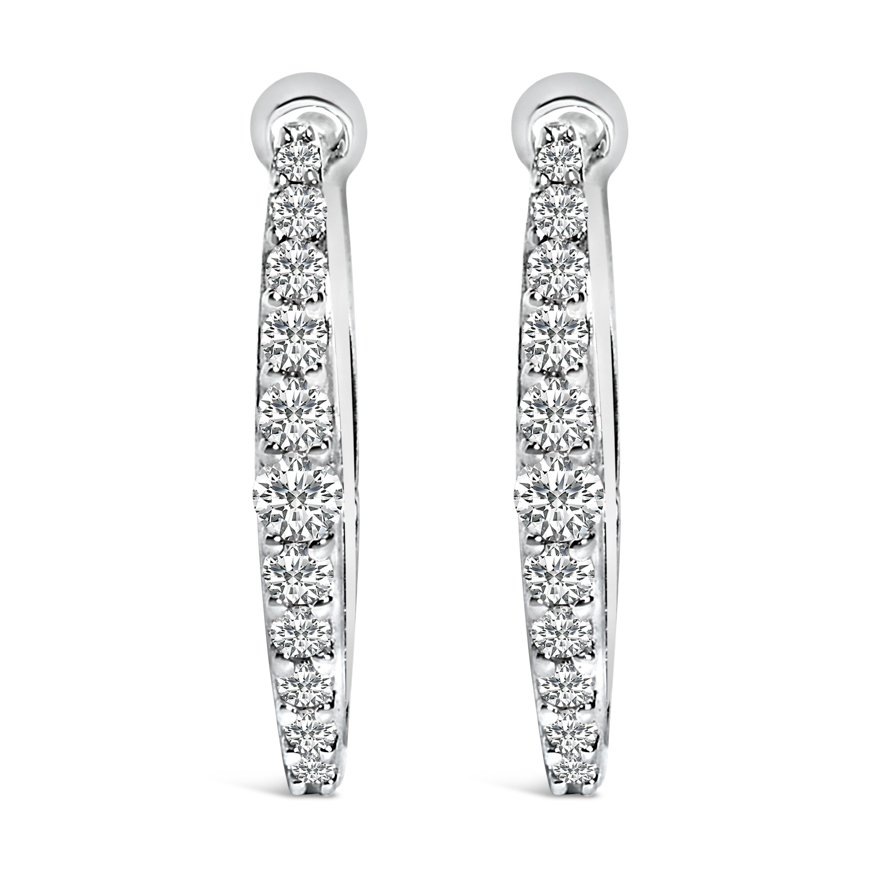 10K White Gold 1/4 Cttw Lab Grown Diamond Heart Shaped Huggy Hoop Earrings