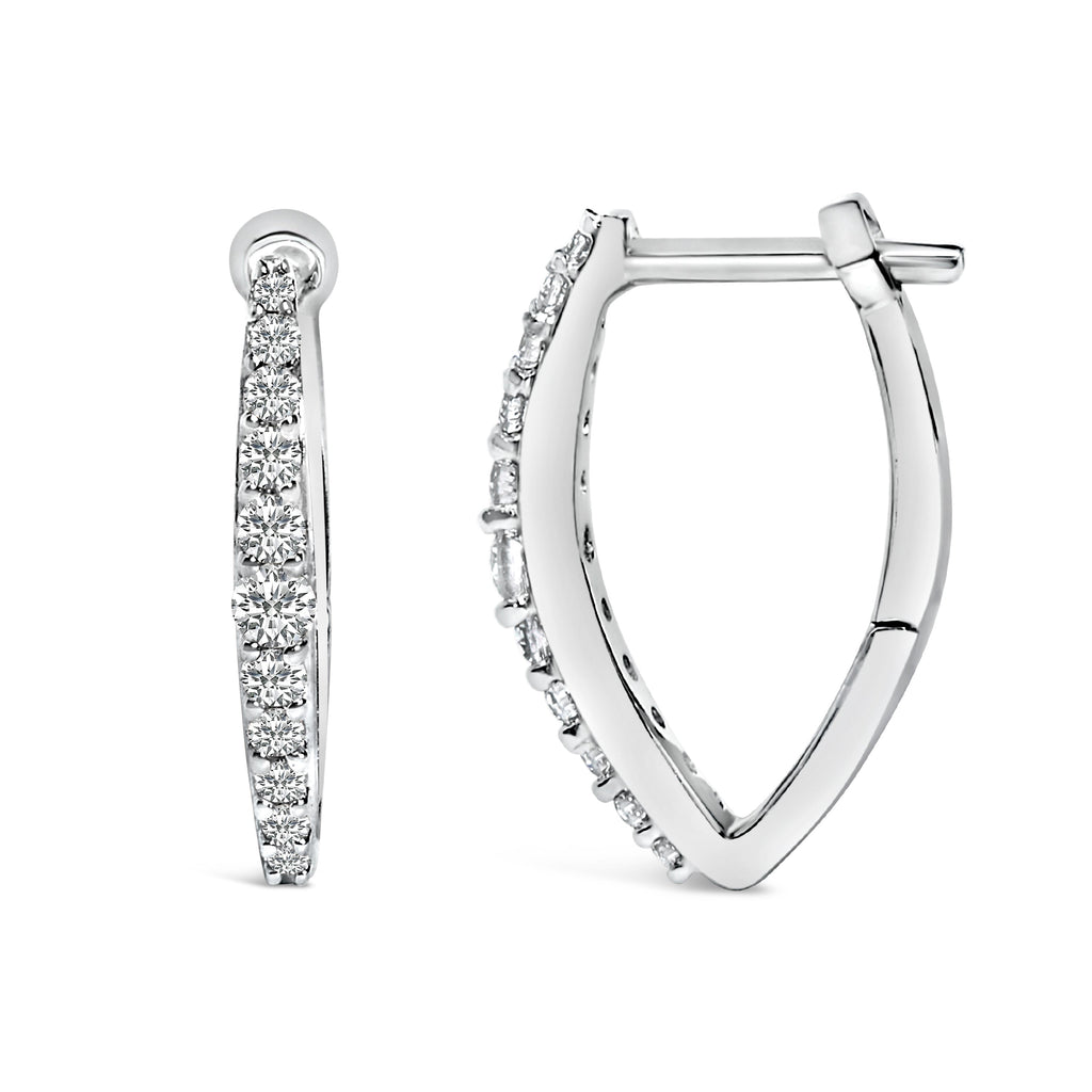 10K White Gold 1/4 Cttw Lab Grown Diamond Heart Shaped Huggy Hoop Earrings