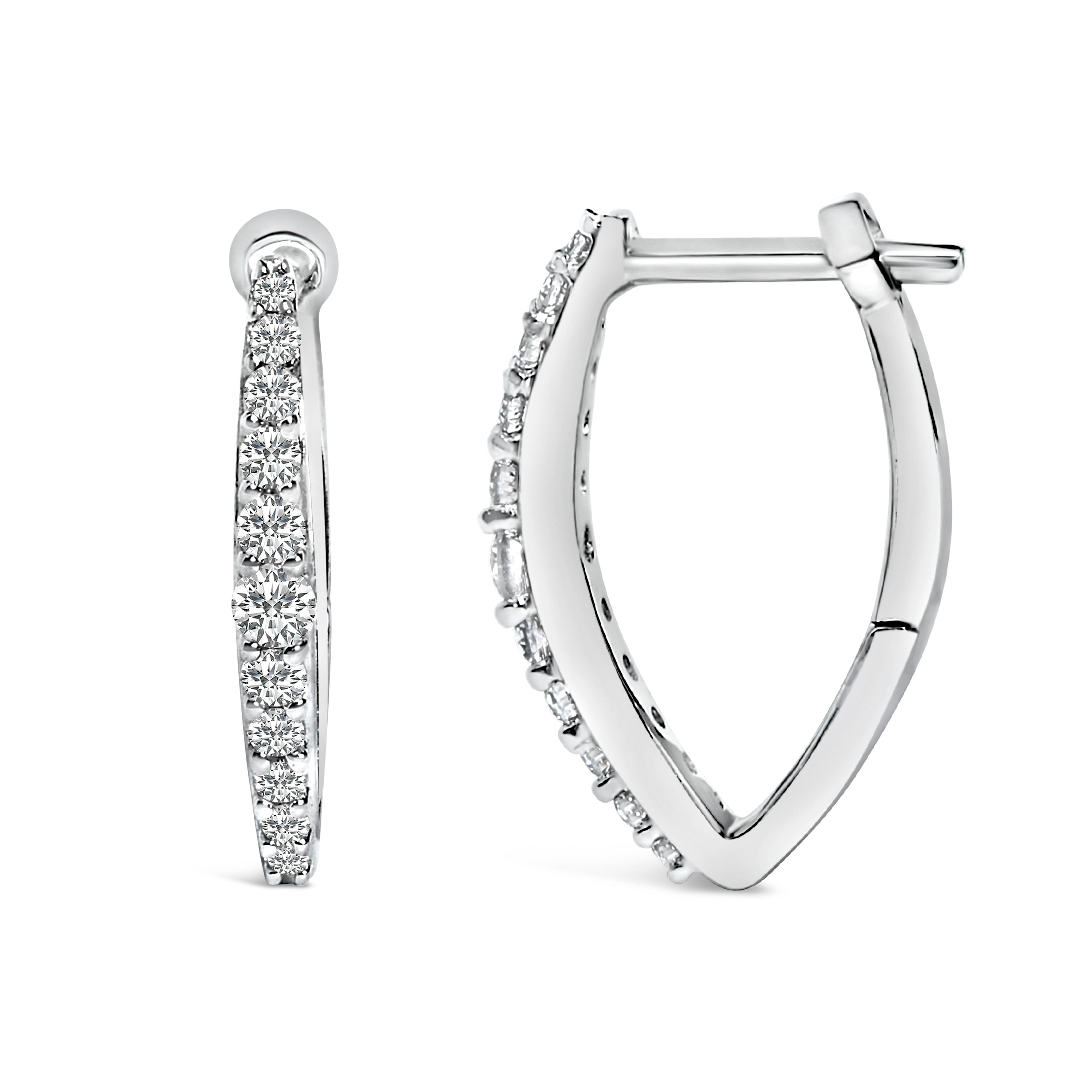 10K White Gold 1/4 Cttw Lab Grown Diamond Heart Shaped Huggy Hoop Earrings