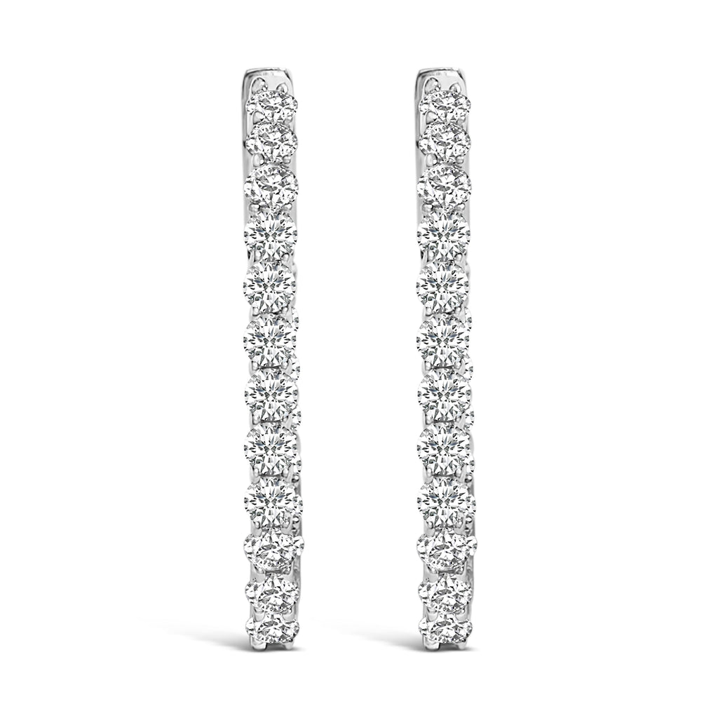 14K White Gold 1.0 Cttw Oval Lab Grown Diamond Hoop Earrings