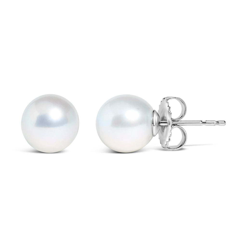 14k White Gold 5-5.5MM  Cultured Freshwater Pearl Solitaire Stud Earrings