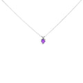 14K White Gold 5X5 MM Heart Shaped Purple Amethyst Solitaire Pendant Necklace