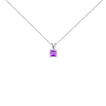 14K White Gold 5x5 MM Square Shaped Purple Amethyst Solitaire Pendant Necklace