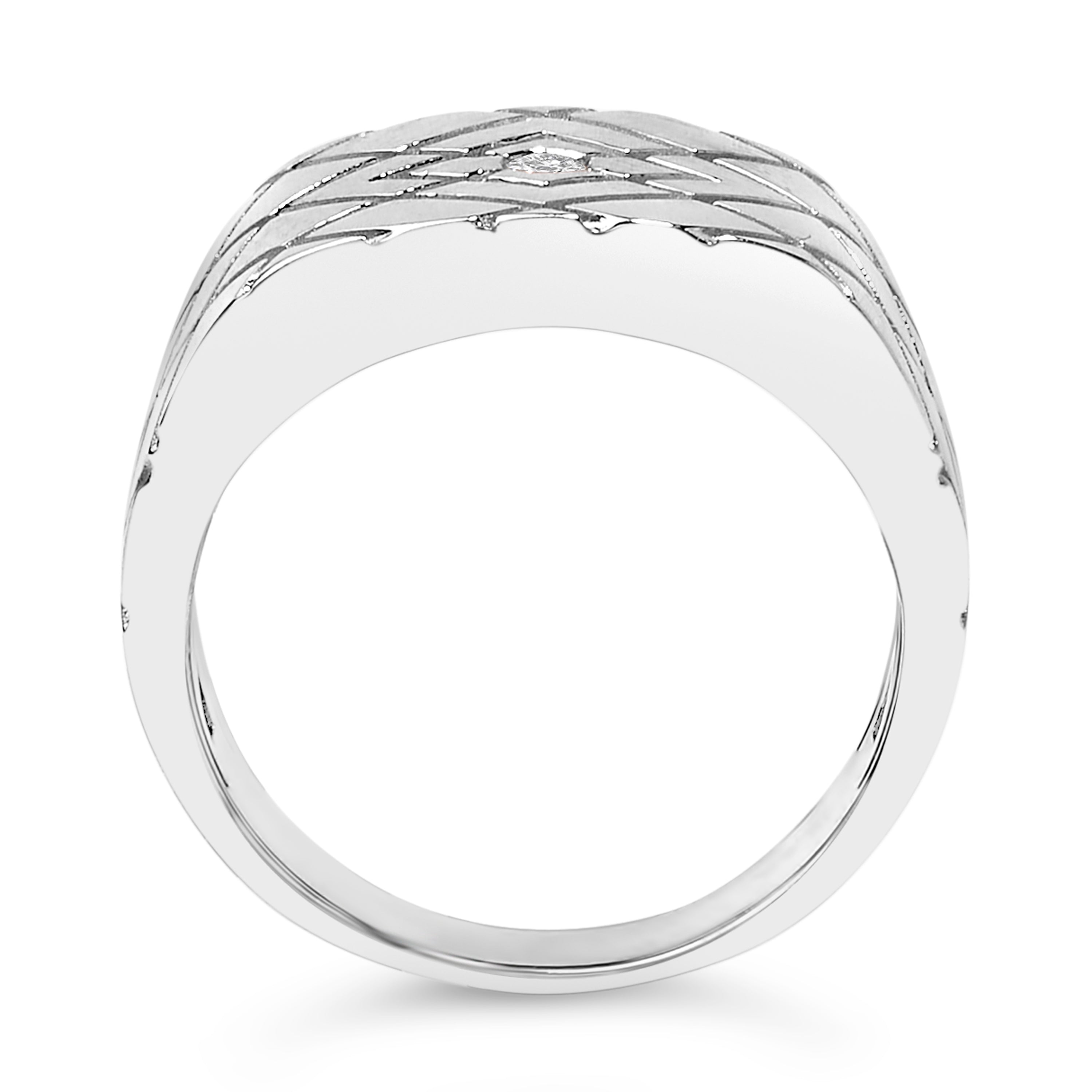 Sterling Silver Diamond Accent Geometric Band Ring