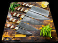 5-Piece Damascus & Arylic Knife Set / With Leather carry Bag
