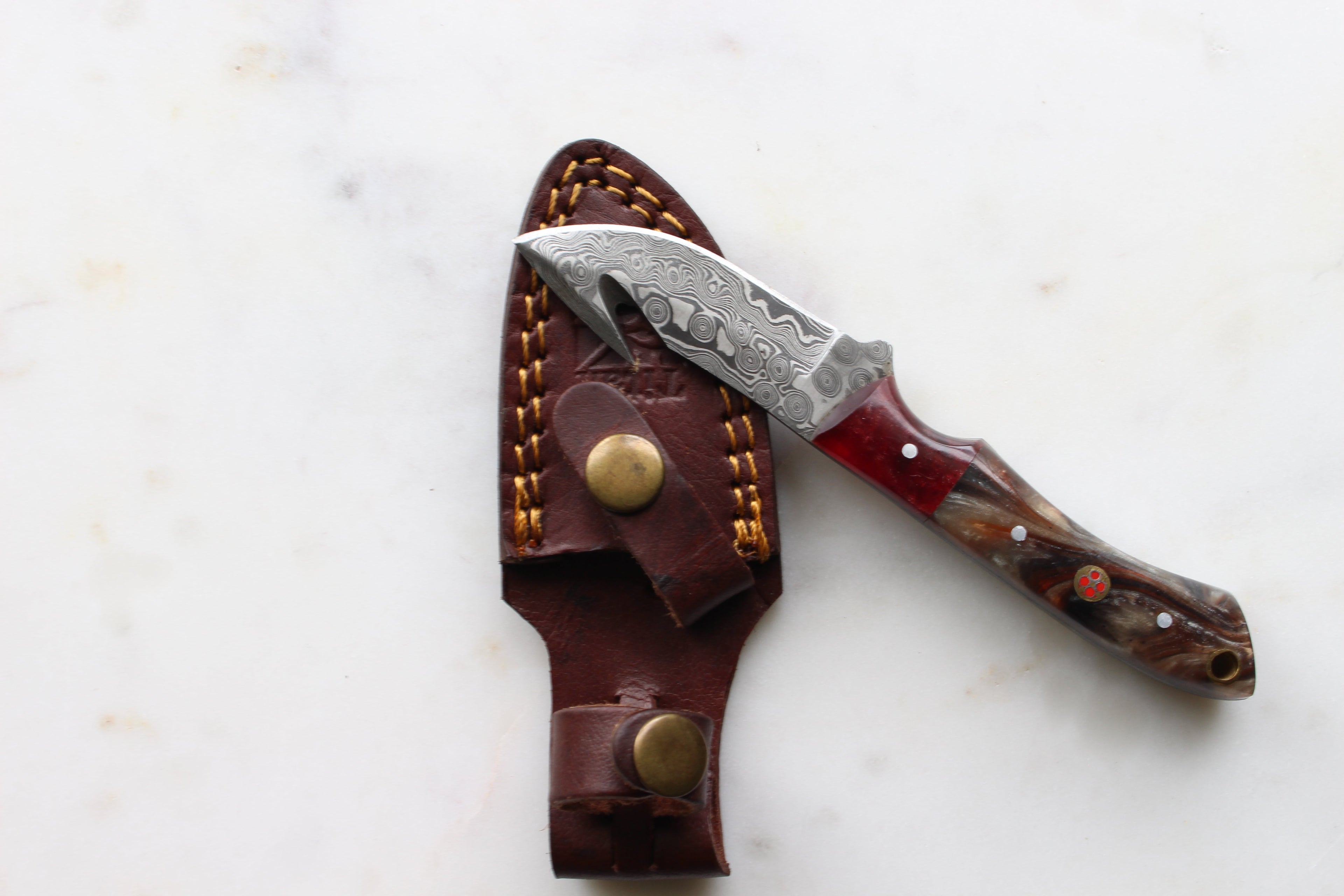 The Ravager – Damascus Gut Hook Hunting Knife - TK-400
