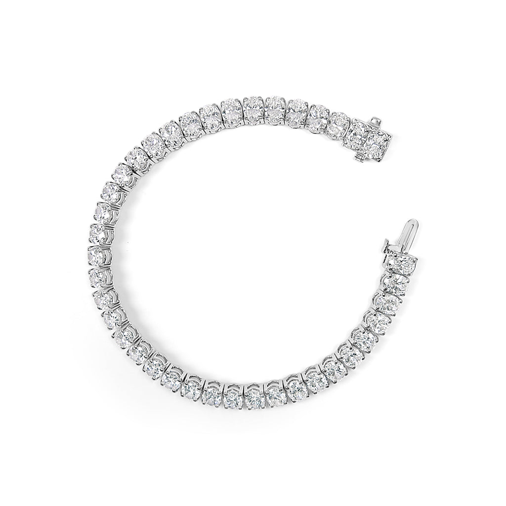 IGI Certified 14K White Gold 15.0 Cttw Oval Cut Lab Grown Diamond Tennis Bracelet