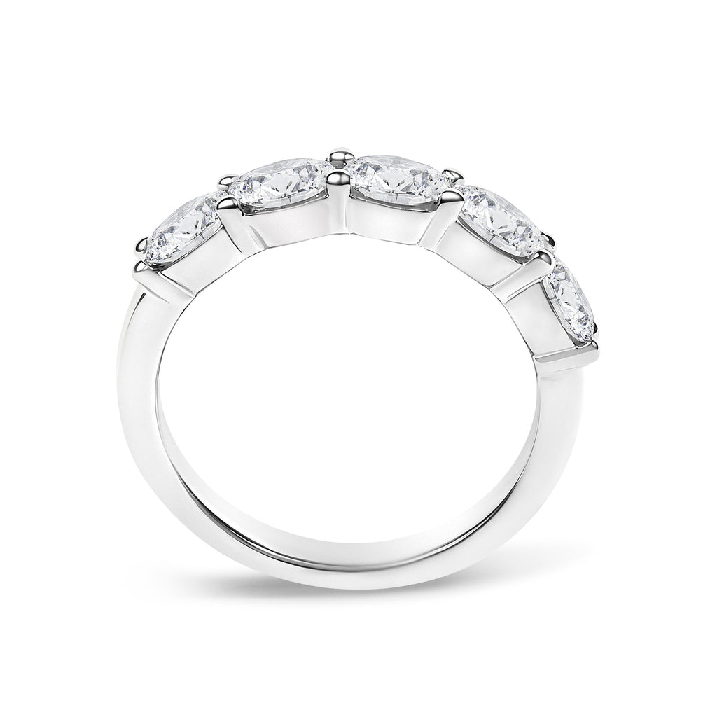 14K White Gold 1 1/4 Cttw Lab Grown Oval East West Band Ring