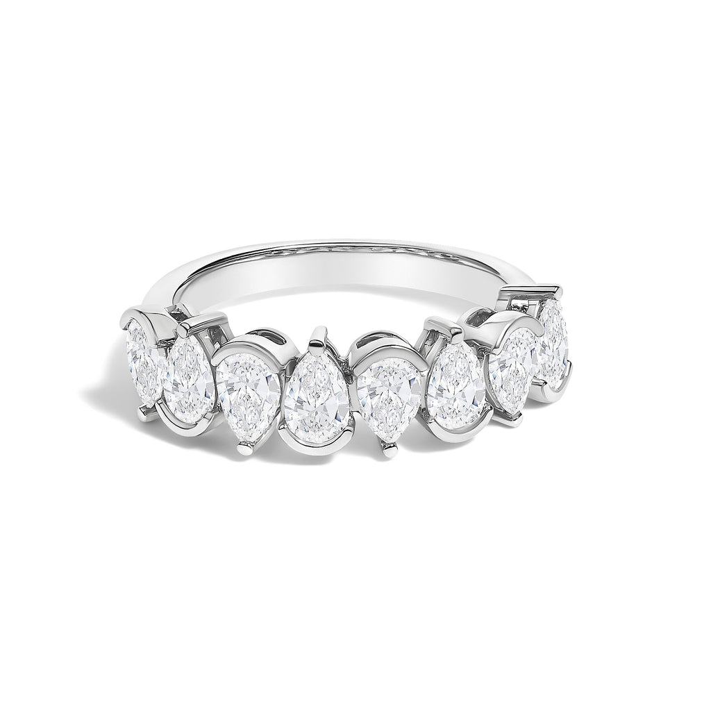14K White Gold 1 2/3 Cttw Lab Grown Pear Diamond Band Ring Bezel Setting