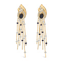 14K Yellow Gold 1.0 Cttw Diamond and Blue Sapphire Chandelier Earrings