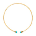 18K Yellow Gold Sculpted Collar Necklace with Turquoise Cabochon Ends