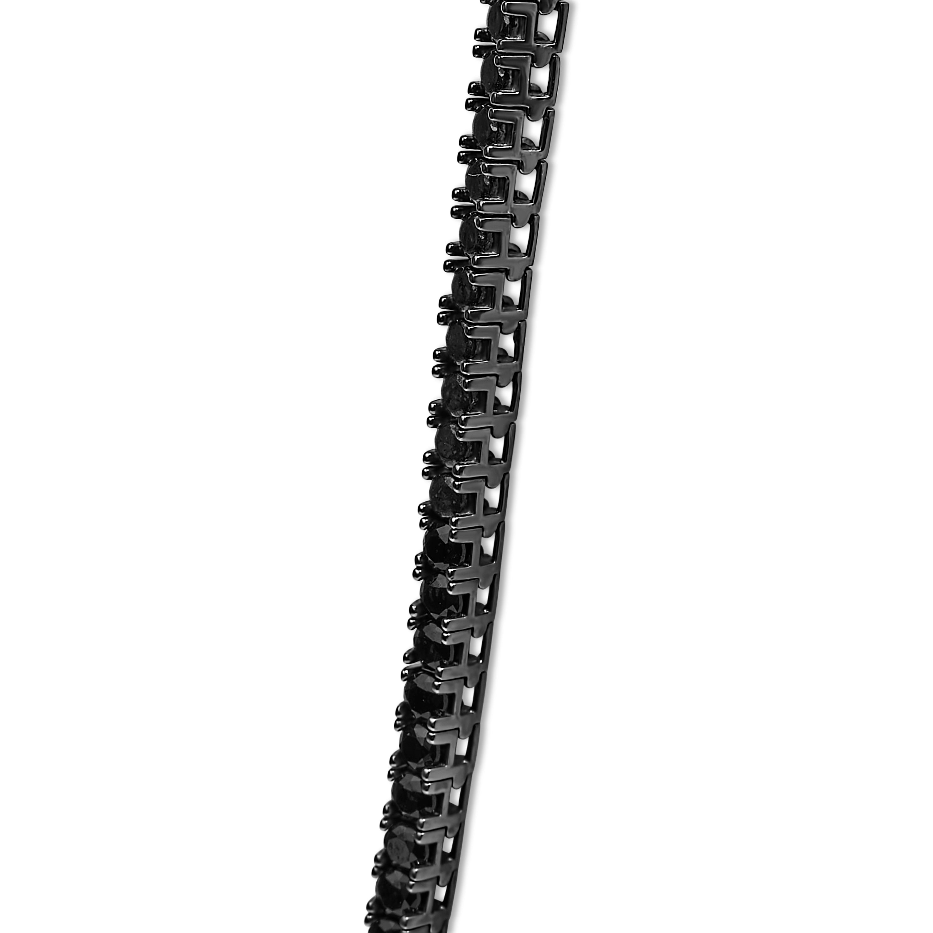 Men's Sterling Silver Black Onyx Tennis Necklace