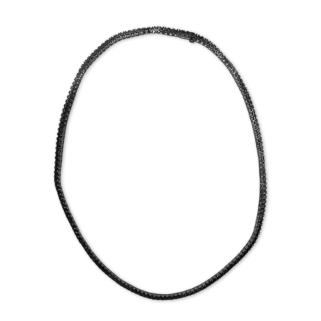 Men's Sterling Silver Black Onyx Tennis Necklace