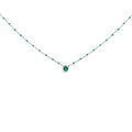 Sterling Silver Lab Created Emerald Bead Chain Necklace