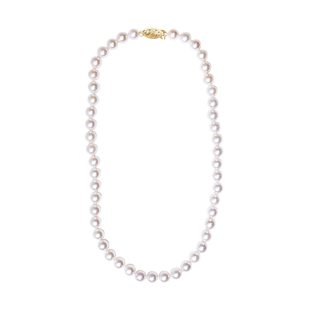 14K Yellow Gold 8.0x8.5mm Akoya Pearl Strand Necklace