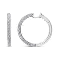 18K White Gold 2 1/3 Cttw Pave Set Diamond Semi Eternity Leverback Hoop Earrings (F-G Color, VS1-VS2 Clarity)