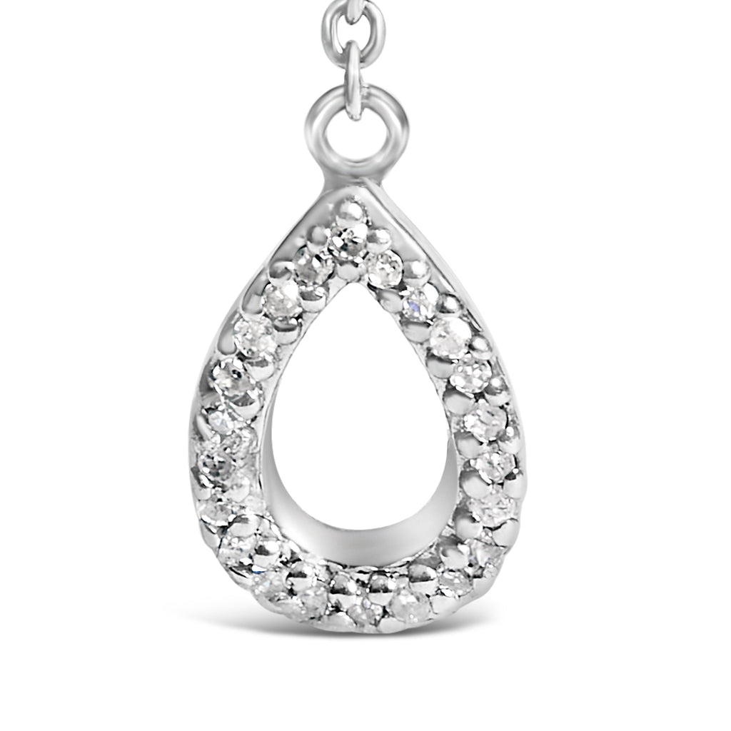 Sterling Silver Created Blue Sapphire and Diamond Accent Y Necklace