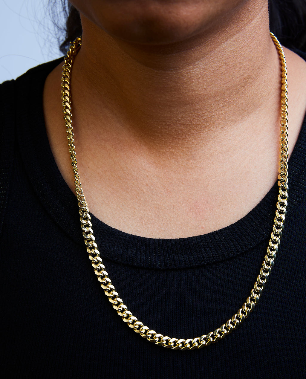 Semi-Solid 14K Yellow Gold 6.1mm Classic Miami Cuban Chain Necklace - 22 Inches