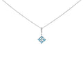 Sterling Silver Blue Topaz and White Sapphire Square Motif Pendant Necklace 18 Inch