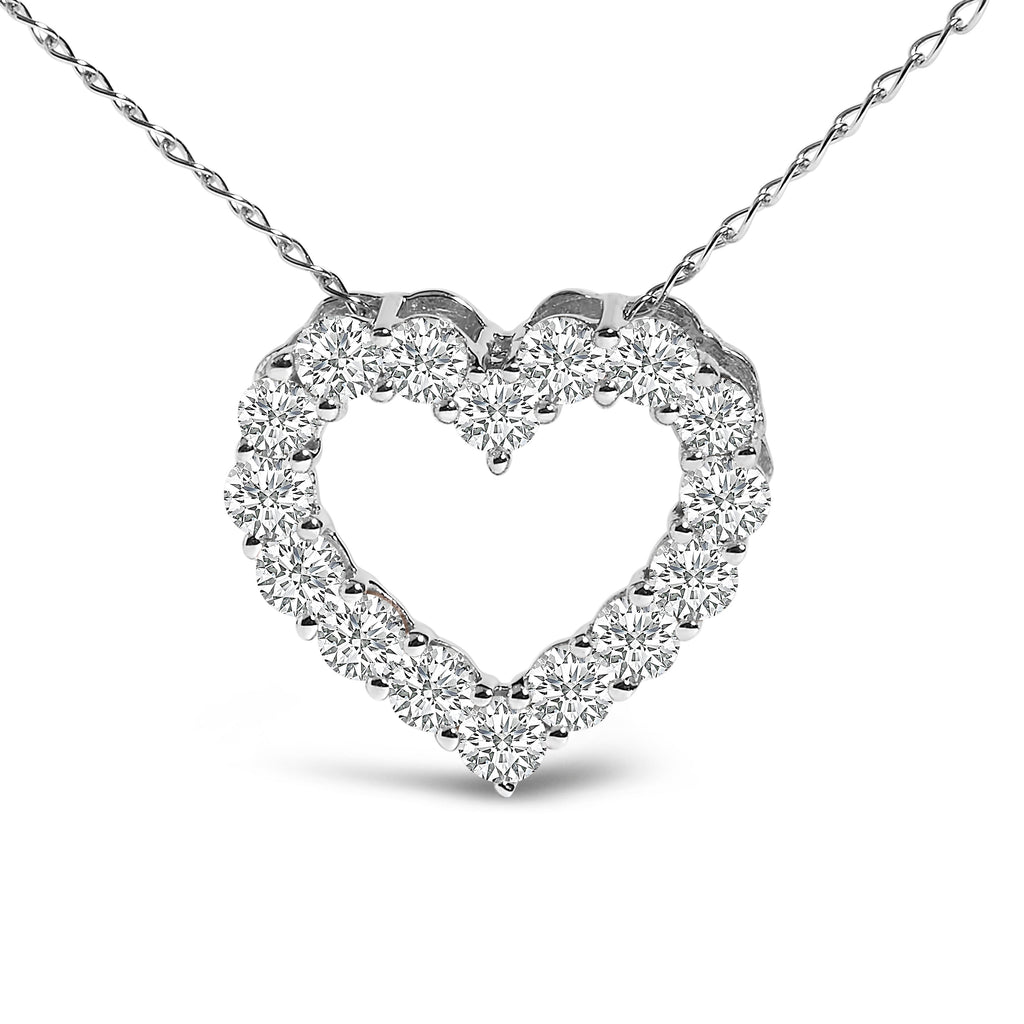 14K White Gold 1/2 Carat Lab Grown Diamond Heart Shape Pendant Necklace