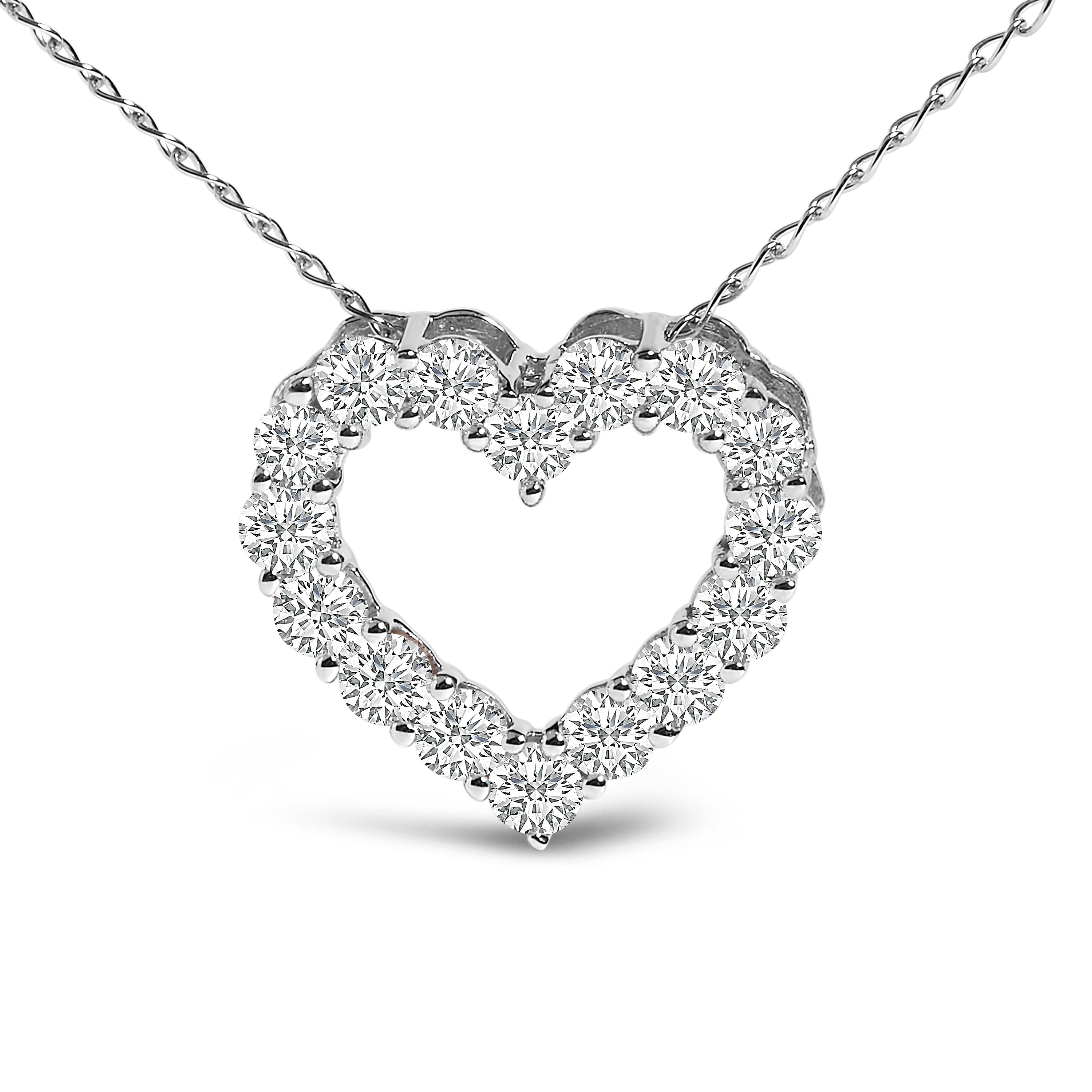 14K White Gold 1/2 Carat Lab Grown Diamond Heart Shape Pendant Necklace
