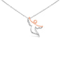 14K Rose Gold Plated Sterling Silver 1/10 Cttw Diamond Angel Pendant Necklace