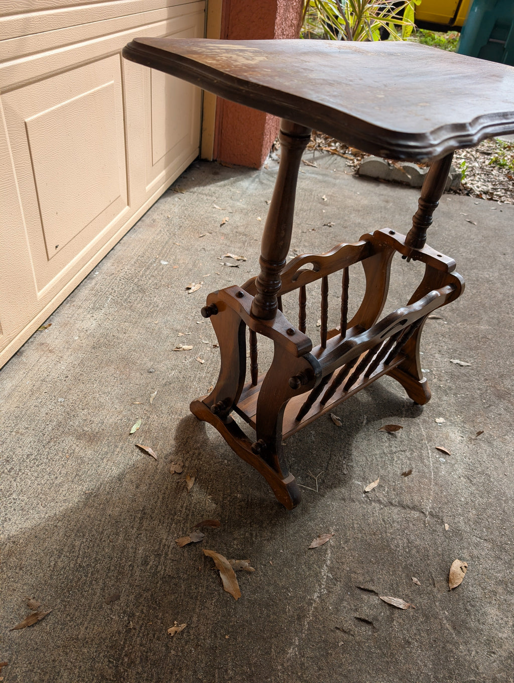 Antique Vintage wooden magazine rack/table