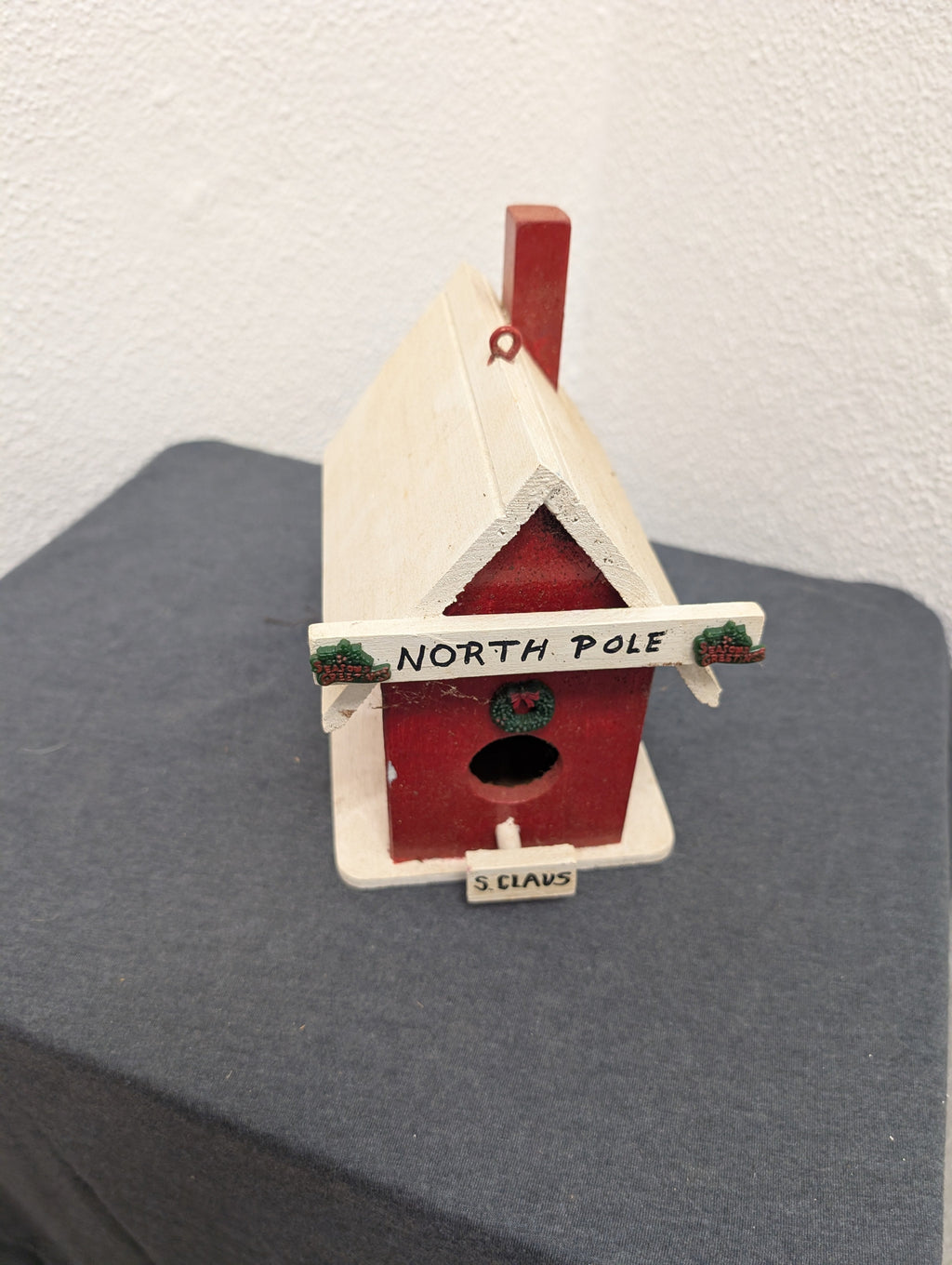 Vintage handcrafted North Pole birdhouse