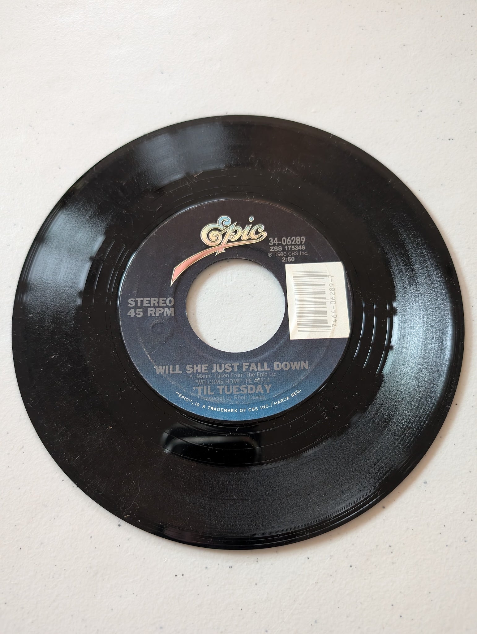Til Tuesday - What About Love-Will She Just Fall Down (7 in, 45 RPM, Single, Vinyl Record Album)